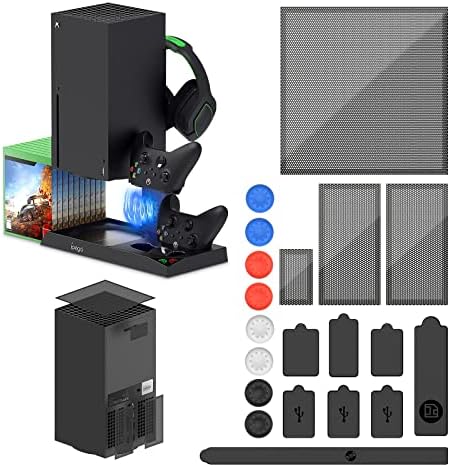 Függőleges Hűtő Állvány Kompatibilis az Xbox Sorozat X Hűtő Ventilátor 10 Játék Tároló Szervező, valamint porszűrő Takarja