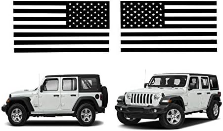 Fekete, Tiszta, Visszafogott Amerikai Zászló Matrica (Pack 4) 2 Előre/2 Inverz (5x3 cm)