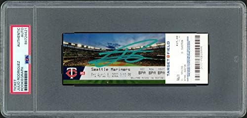 Julio Rodriguez Aláírt MLB Debütáló Jegy 4/8/22 Seattle Mariners Stadion Képet Teal PSA/DNS-Állomány 209771 - Dedikált MLB