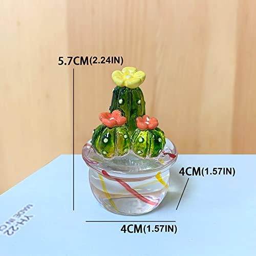 QIANSHENG JARPSIRY 4DB kézi Készítésű Fúvott Üveg-Művészet Kaktusz Aranyos Kristály Miniatűr Kaktusz Figurák Otthoni Irodai