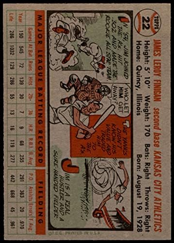 1956 Topps 22 Jim Finigan Kansas City Atlétika (Baseball Kártya) EX/MT Atlétika