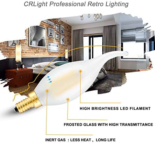 CRLight LED Gyertyatartót Izzó 25W Egyenértékű 250 Lumen, 3000K Puha, Fehér 2W Végtelen Szabályozható LED Csillár Izzók,