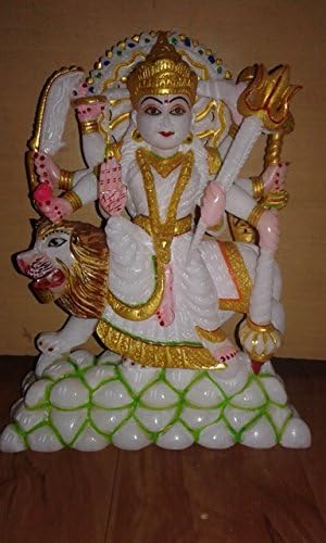 Alabástrom Márvány Istennő, Mata Durga Márvány Szobor, Dekoráció Művészet, Kézzel Készített Ajándékok 9 Inch