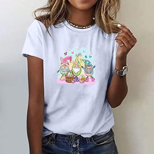 Húsvéti Pólók Női Vicces Nyuszi Graphic Tee Tini Lányok Alkalmi Blúz, Rövid Ujjú Sleeve Aranyos Húsvéti Ünnep Maximum