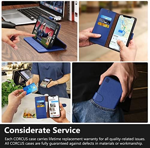 CORCUS iPhone 14 Pro Esetben Tárca a Kártya Tulajdonosai-Védő RFID-Blokkoló Flip Esetekben állvánnyal Ál Bőr Mágneses Tok