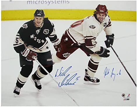 NICKLAS LIDSTROM & ROBERT LANG Aláírt All-Star 16 X 20 Fotó - 79002 - Dedikált NHL-Fotók