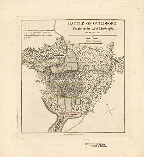 1787 Térkép| Csata Guildford, Harcolt, A 15. - Március 1781| Greensboro Régió|GUI