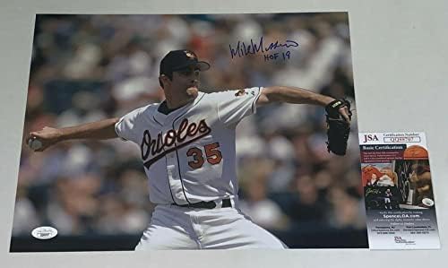 Mike Mussina aláírt Baltimore Orioles 11x14 fotó W/HOF Felirat SZÖVETSÉG - Dedikált MLB Fotók