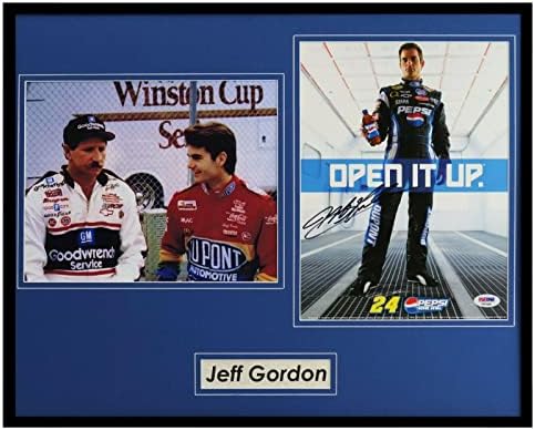 Jeff Gordon Aláírt Keretes 16x20 Fotó Meghatározott PSA/DNS-w/Dale Earnhardt - Dedikált NASCAR Fotók