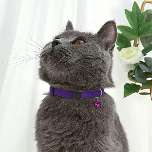 Muromskyy Szakadár Macska Nyakörv Bell 2DB Meghatározott Állítható Bőr Pet Nyakörv Macskáknak Cica, Rózsaszín, Narancs, Piros,