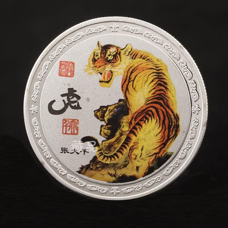 A Zodiákus Állatöv Yin Tigris Emlékérme Gyűjtemény Állat Ezüst Bevonatú Érme Színes Születési Év Érme