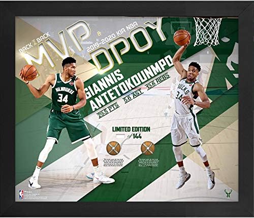 Giannis Antetokounmpo Milwaukee Bucks Keretes 20 x 24 2020 NBA legértékesebb JÁTÉKOSA & DPOY Kollázs Csapat-Régen a Net a