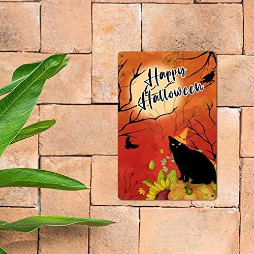 Halloween Fekete Macska Tök Adóazonosító Jel Telihold Varjú Fém Tábla Félelmetes Halloween Többszintű Tálca Alá Holiday Party