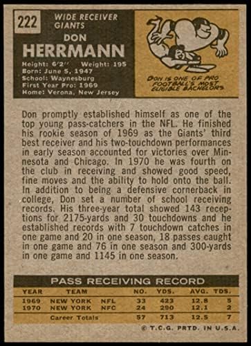 1971 Topps 222 Ne Herrmann New York Giants-FB (Foci Kártya) NM+ Óriások-FB Waynesburg