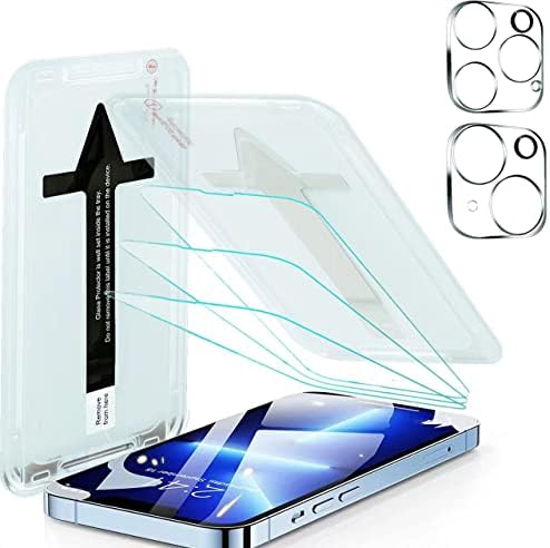 Acyzh 3 Csomag EasyTouch Edzett Üveg kijelző Védő fólia iPhone 13/13 Pro 6.1 Colos, 9H Keménység, 2 Csomag Edzett Üveg Kamera