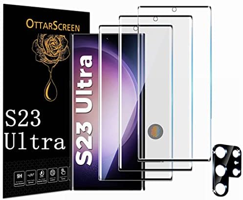 OttarScreen Galaxy S23 Ultra Screen Protector【3+1 Csomag】Együtt Edzett Üveg Kamera Lencséjét Védő, Kompatibilis Ujjlenyomat,