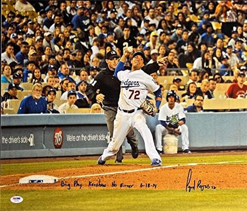 Miguel Rojas Los Angeles Dodgers Aláírt 16x20 Fotó PSA R92901 - Dedikált MLB Fotók