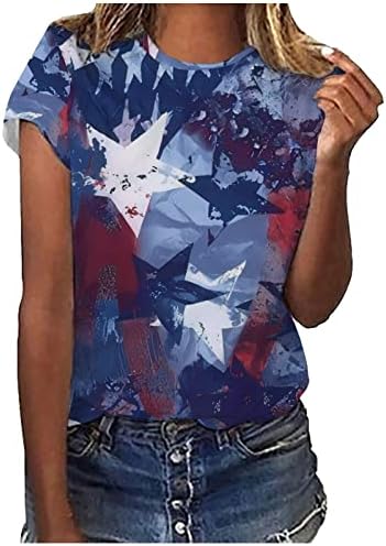 Női július 4-Amerikai Zászlós Póló, USA Csillagok Csíkos Grafikus Póló, Nyári, Alkalmi, Rövid Ujjú Hazafias Maximum
