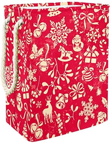 Inhomer Piros Karácsonyi Elemek 300D Oxford PVC, Vízálló Szennyestartót Nagy Kosárban a Takaró Ruházat, Játékok Hálószoba