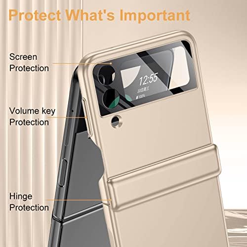 a Samsung Z Flip 4 Eset: [Teljes Fedél Csuklópánt Védelem] Slim Telefon Esetében a Beépített Képernyő Védelem Fém Hangerő-szabályozó