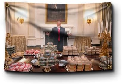 Bandatag - Donald J. Trump Előtt Áll Big Mac McDonald ' s & Wendy Elnöki Ünnep Nyitott Kéz Vicces Fali Zászló Mém Gobelin