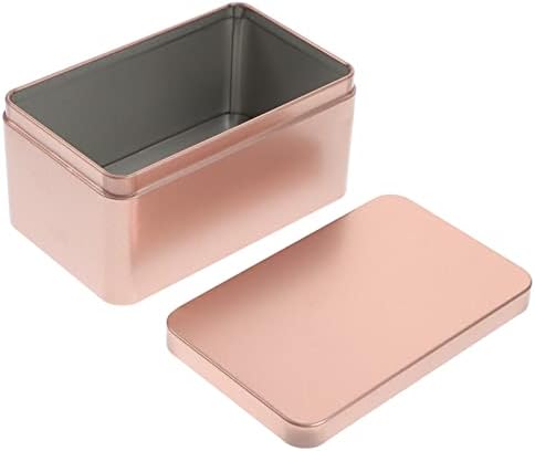 Luxshiny Téglalap alakú Tinplate Box -, Tea -, Ón Kanna Üres Tároló Esetben Mini tartály Fedél Tea Édesség (Arany)