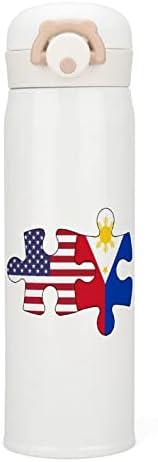 USA fülöp-szigeteki Zászló Puzzle Víz, Üveg, Rozsdamentes Acél Bögre Vákuum Szigetelt Dobon szivárgásmentes Utazási Italt