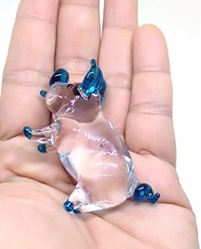 POJPANAPUT Kék Disznó Üveg Figurák Gyűjtők Kezében Robbant Art Dekor Állatok Szobor Asztal Asztal Dísz