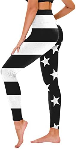 Magas Derekú Nadrágot a Nők július 4-én Nem Látom Át, Átlátszó Vékony Has Ellenőrzési USA Zászló Leggings Plus Size