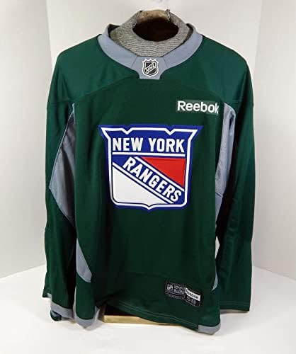 A New York Rangers Játék Használt Zöld Gyakorlat Jersey Reebok NHL 58 DP29922 - Játék Használt NHL-Mezek